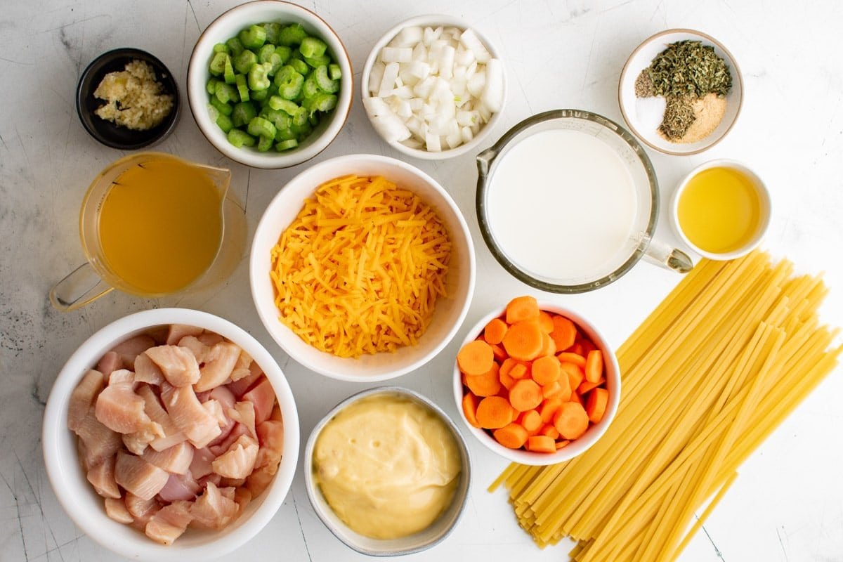 ingredients for chicken and noodles