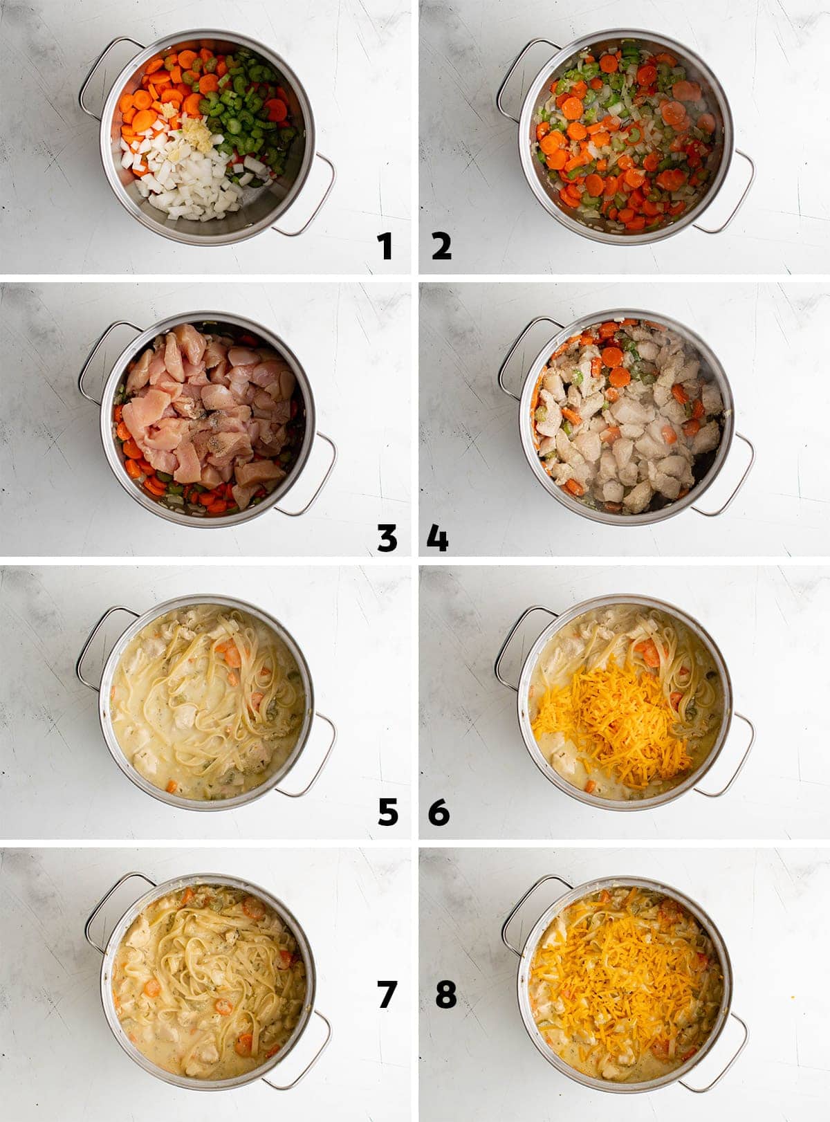 how to make chicken and noodles photo collage
