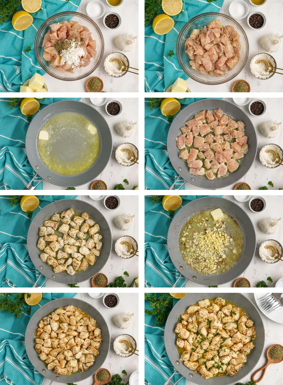 collage of images showing how to prepare chicken bites