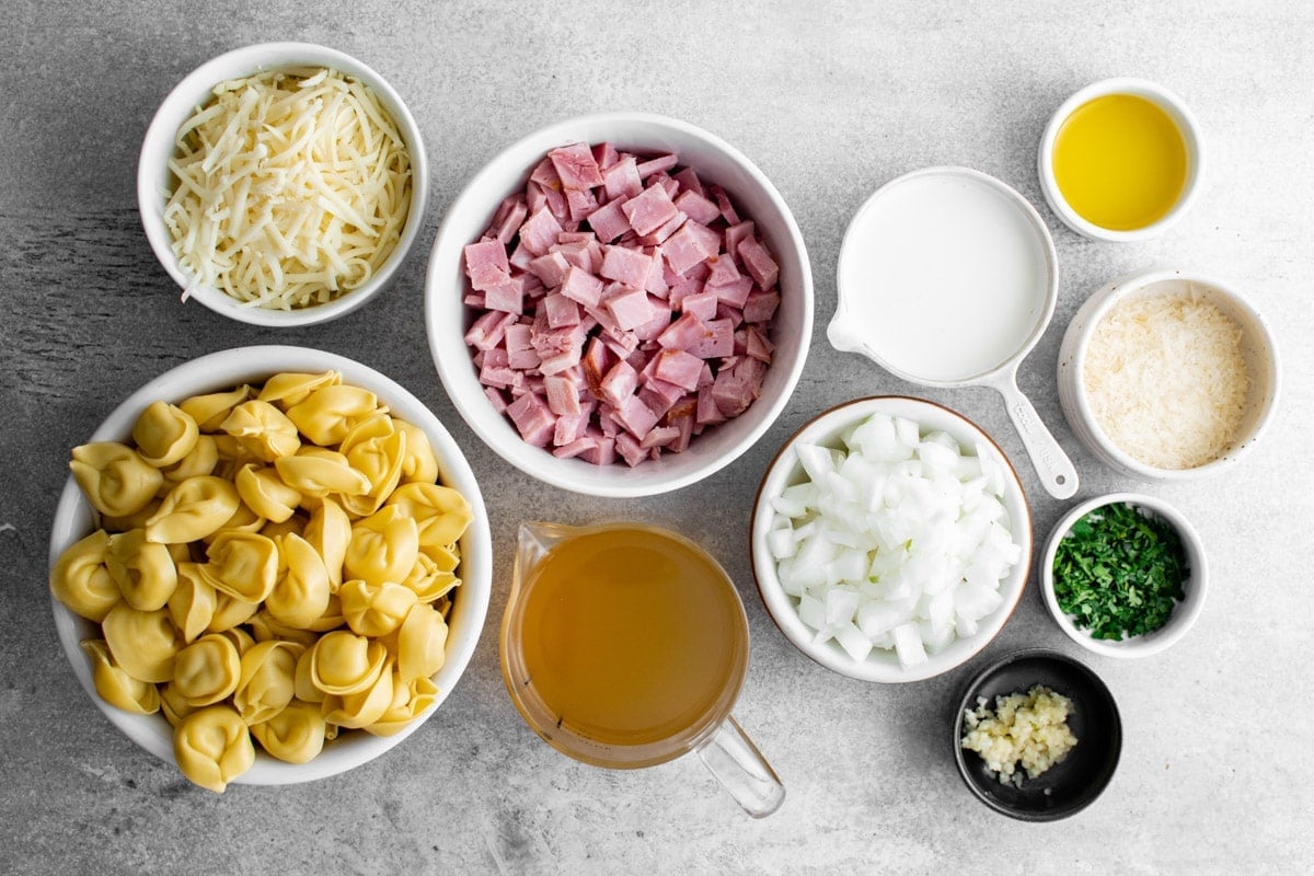 ingredients for ham and cheese tortellini
