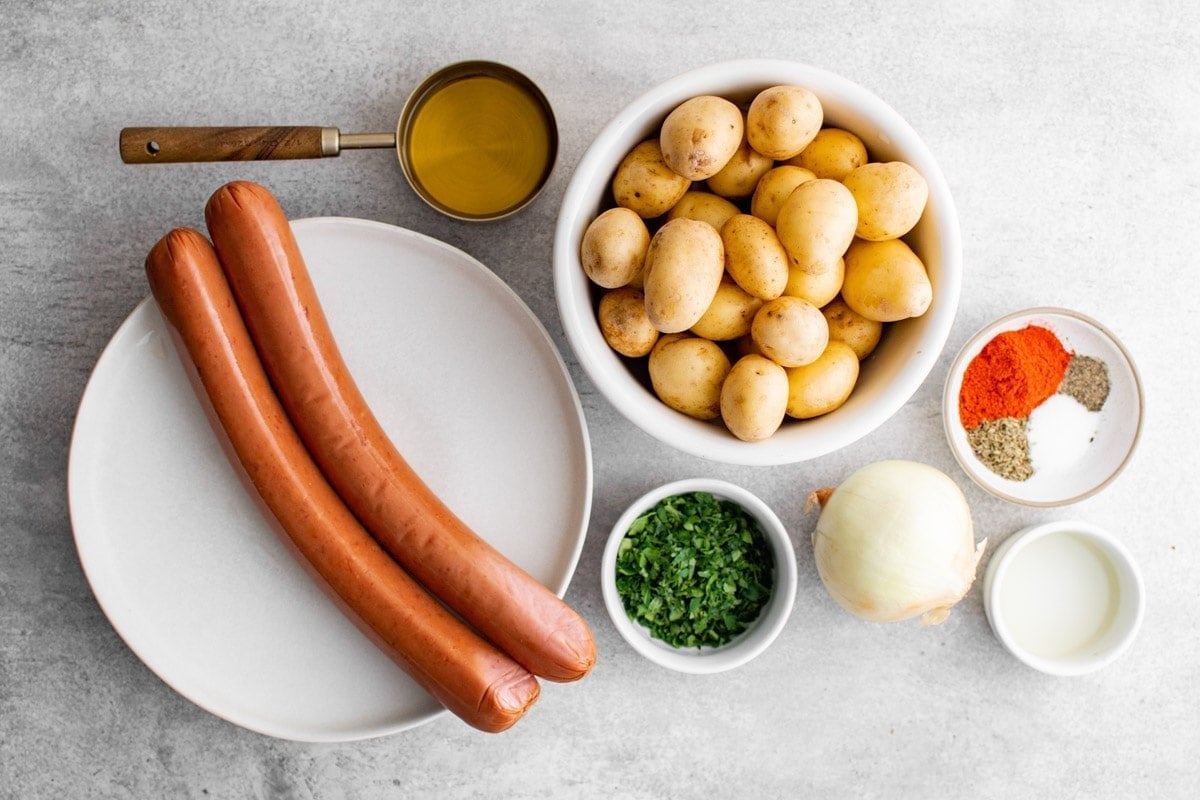 ingredients for sheet pan sausage