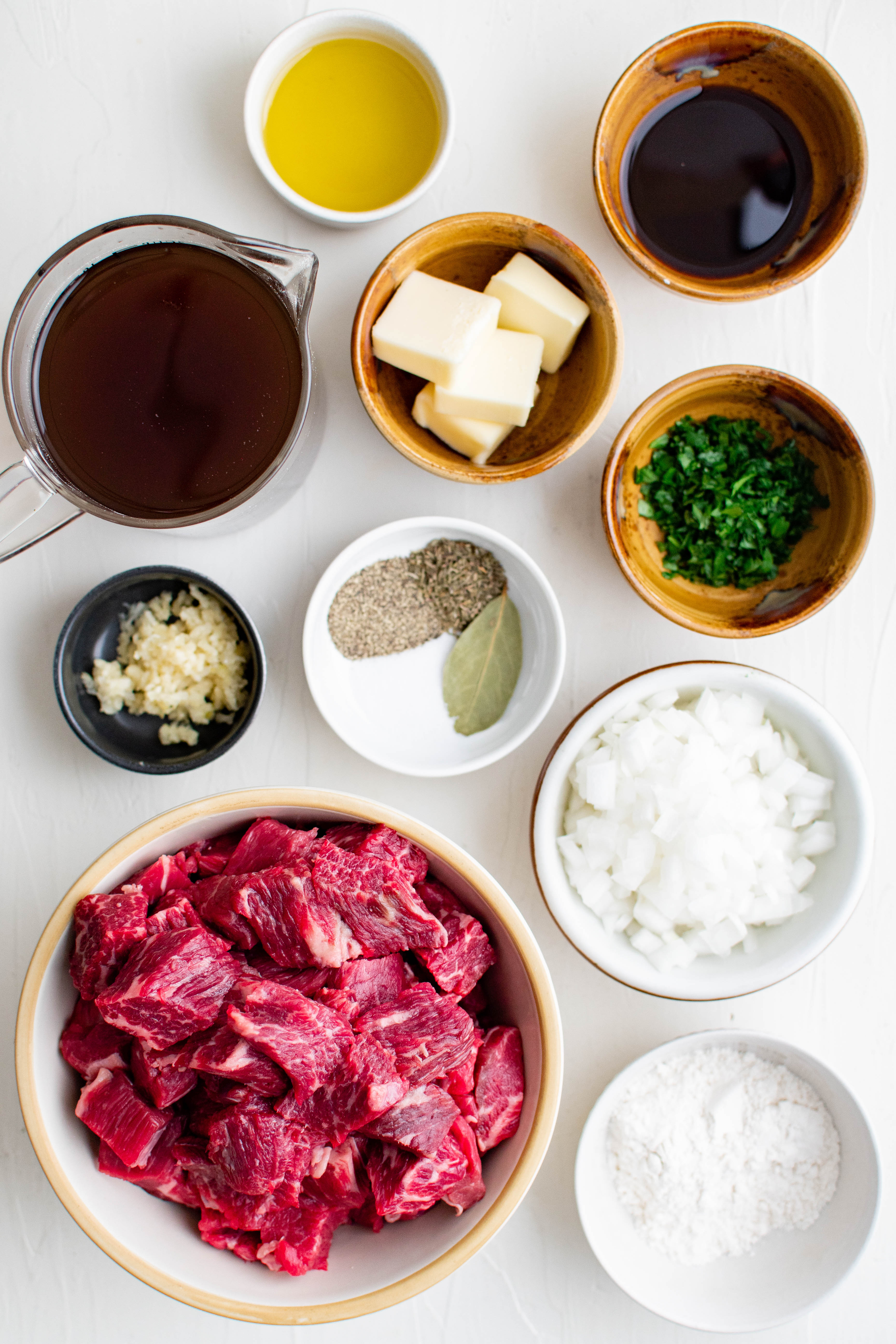 ingredients for beef tips and gravy