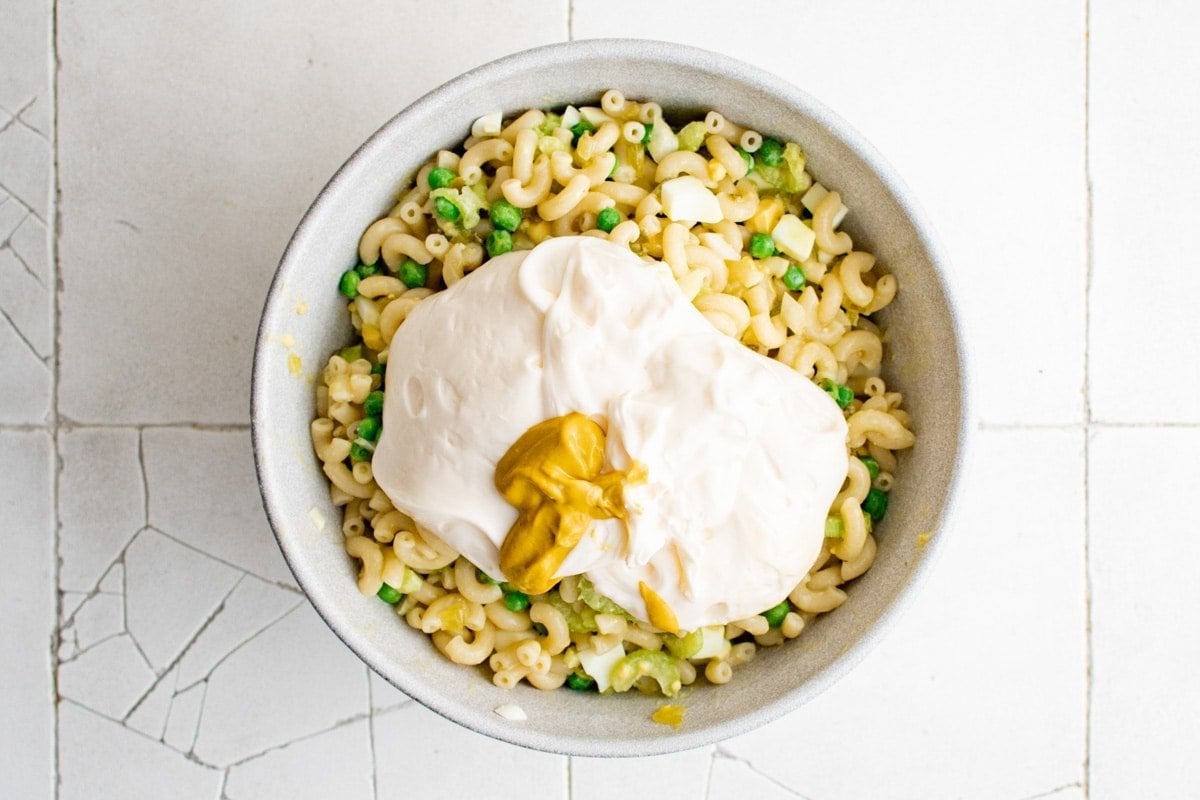 macaroni salad with mayo and mustard