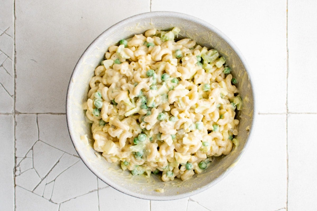 Macaroni salad in a bowl