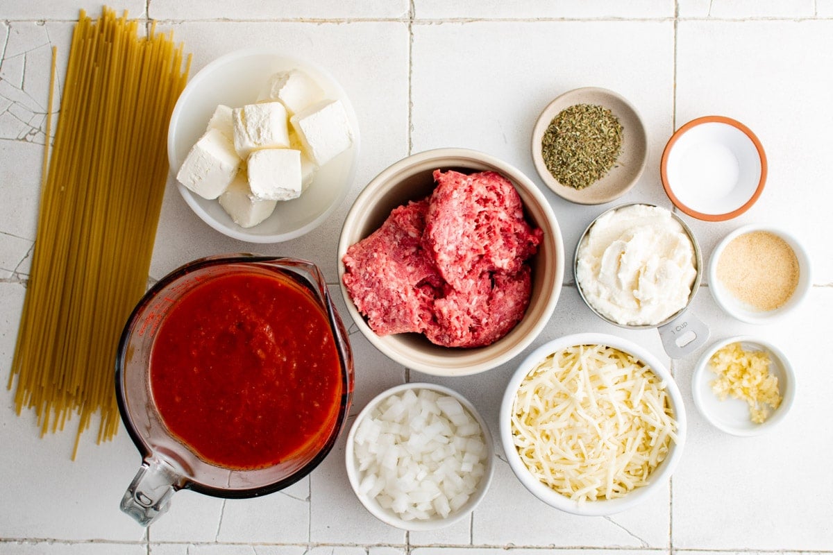 ingredients for spaghetti casserole