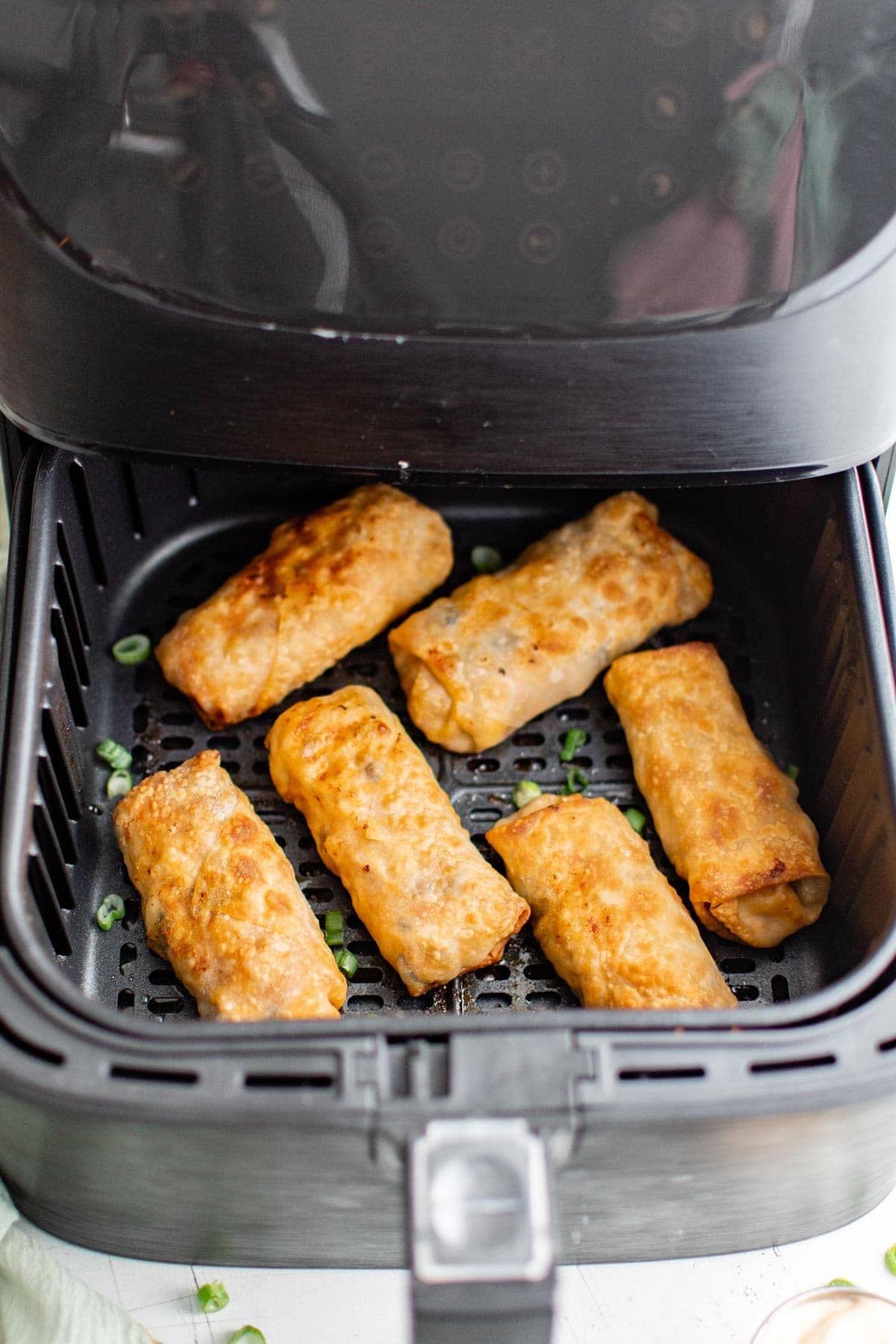 egg rolls cooked in an air fryer