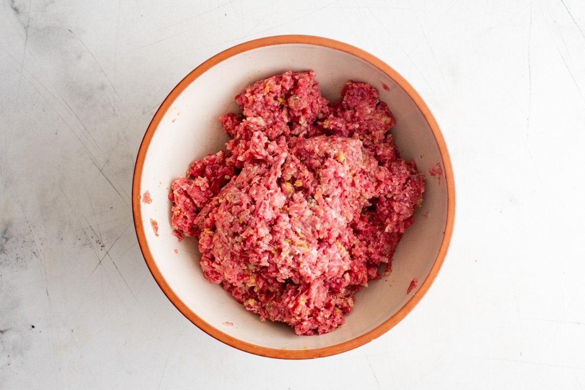 mixed meatball mixture in a bowl