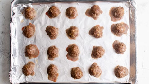 cooked meatballs on a tray