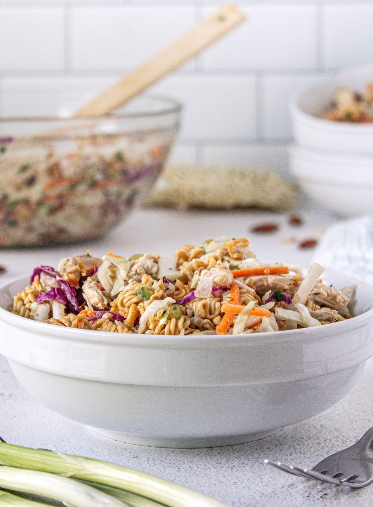 ramen noodle salad in bowls