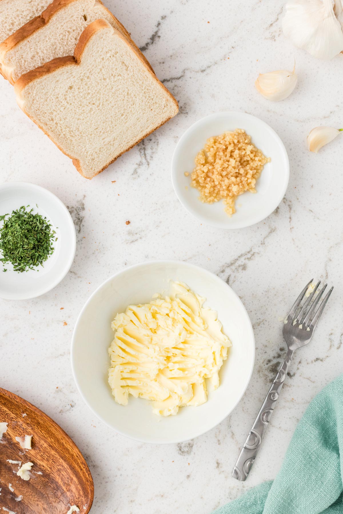 Ingredients for garlic bread texas toast. 