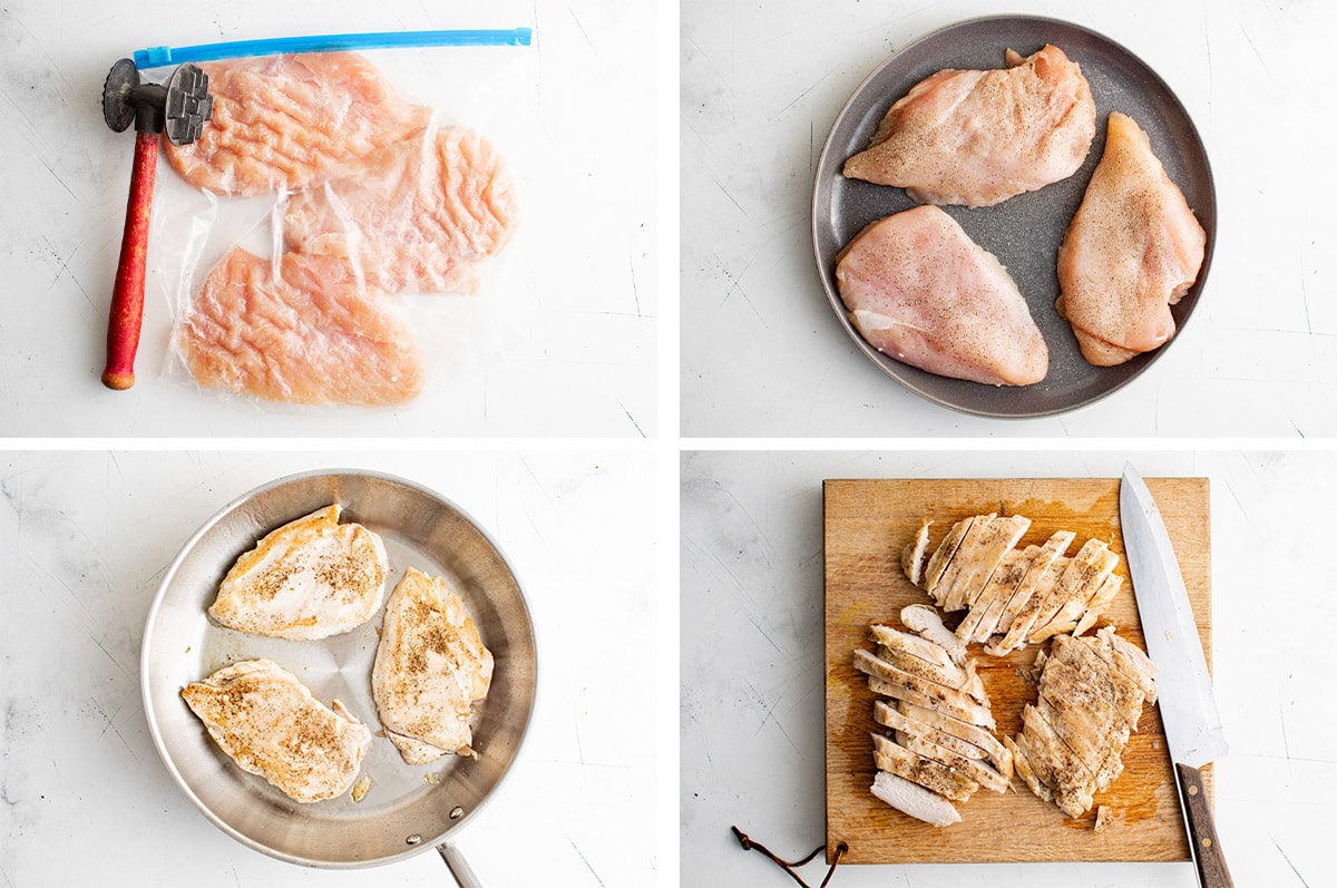 Collage of chicken and how to cook it.