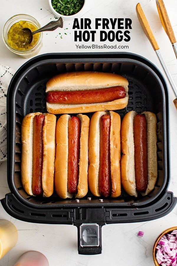 air fryer hot dogs social media image