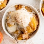 Bisquick peach cobbler social media image.