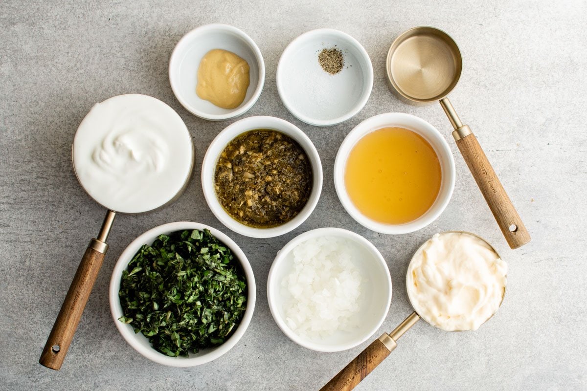 Ingredients for Green Goddess Dressing.