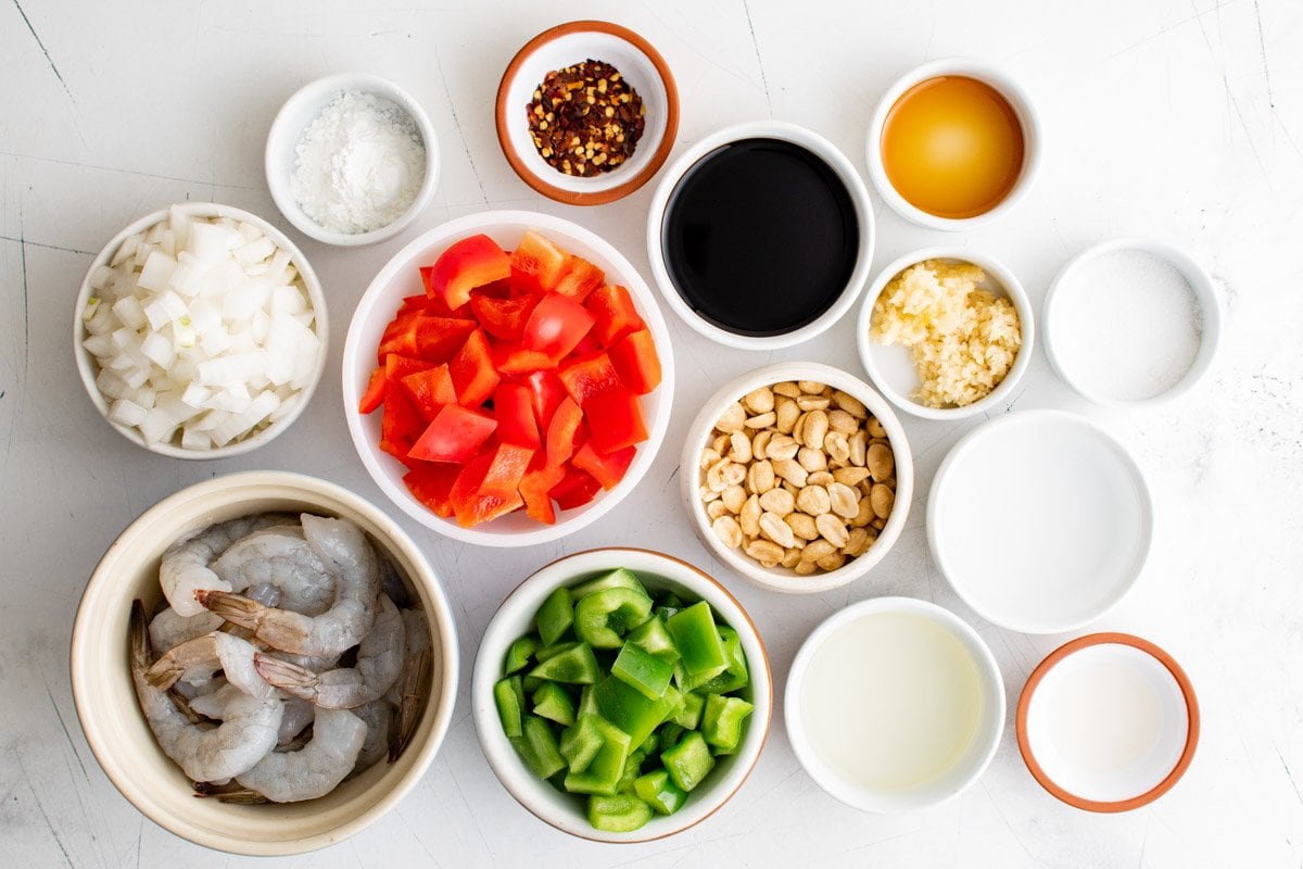 Ingredients for Kung Pao Shrimp.