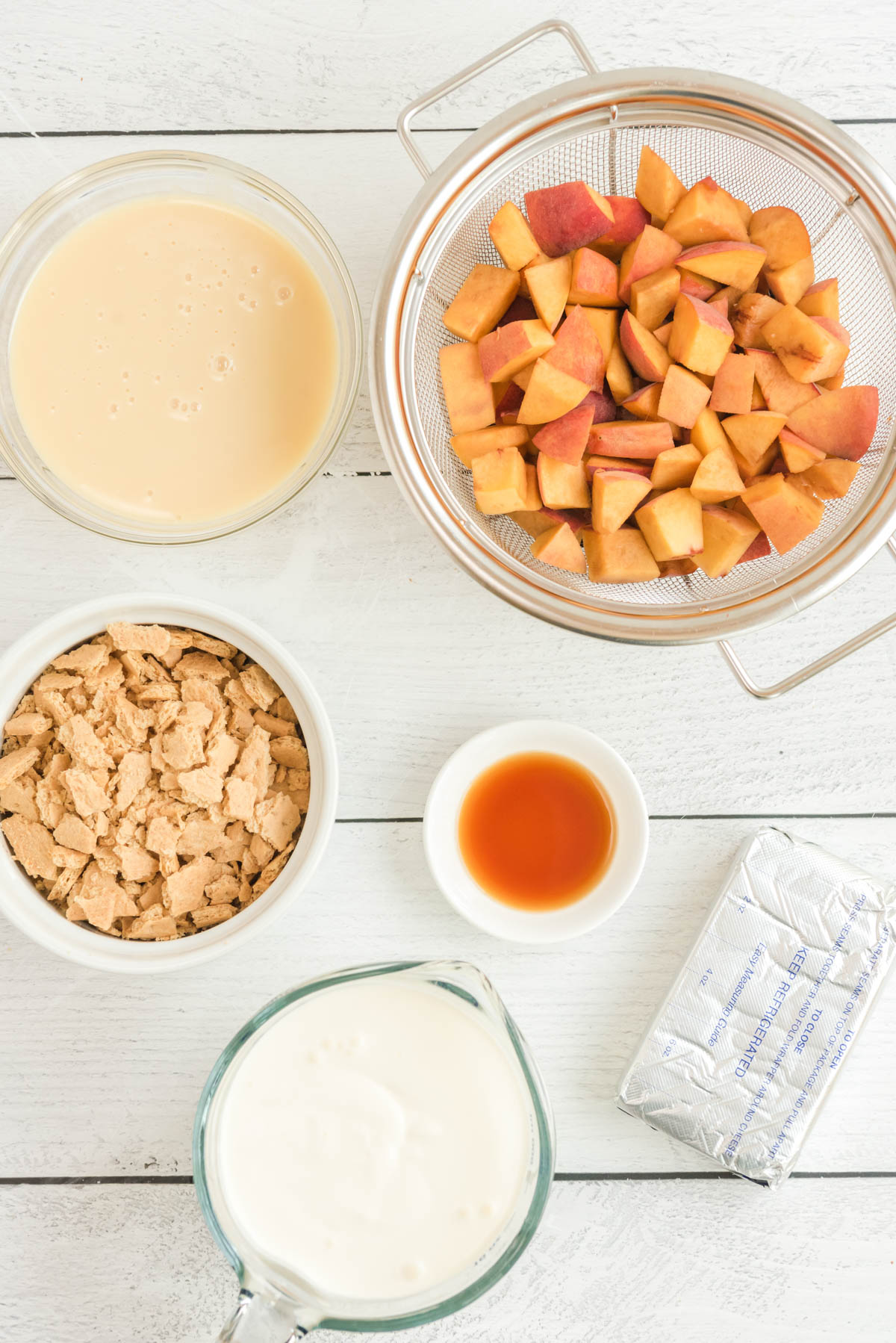 Ingredients for Peach Ice Cream. 