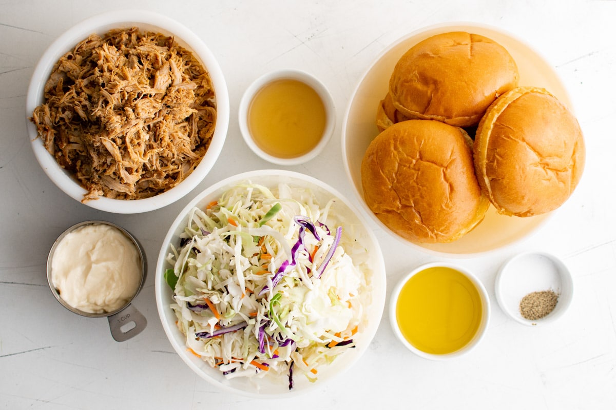 Ingredients for pulled pork sandwiches.