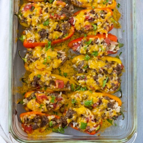Stuffed Mini Peppers with Ground Beef