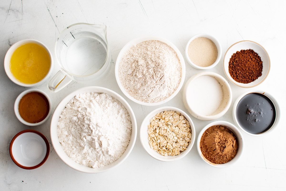 Ingredients needed to make brown bread.