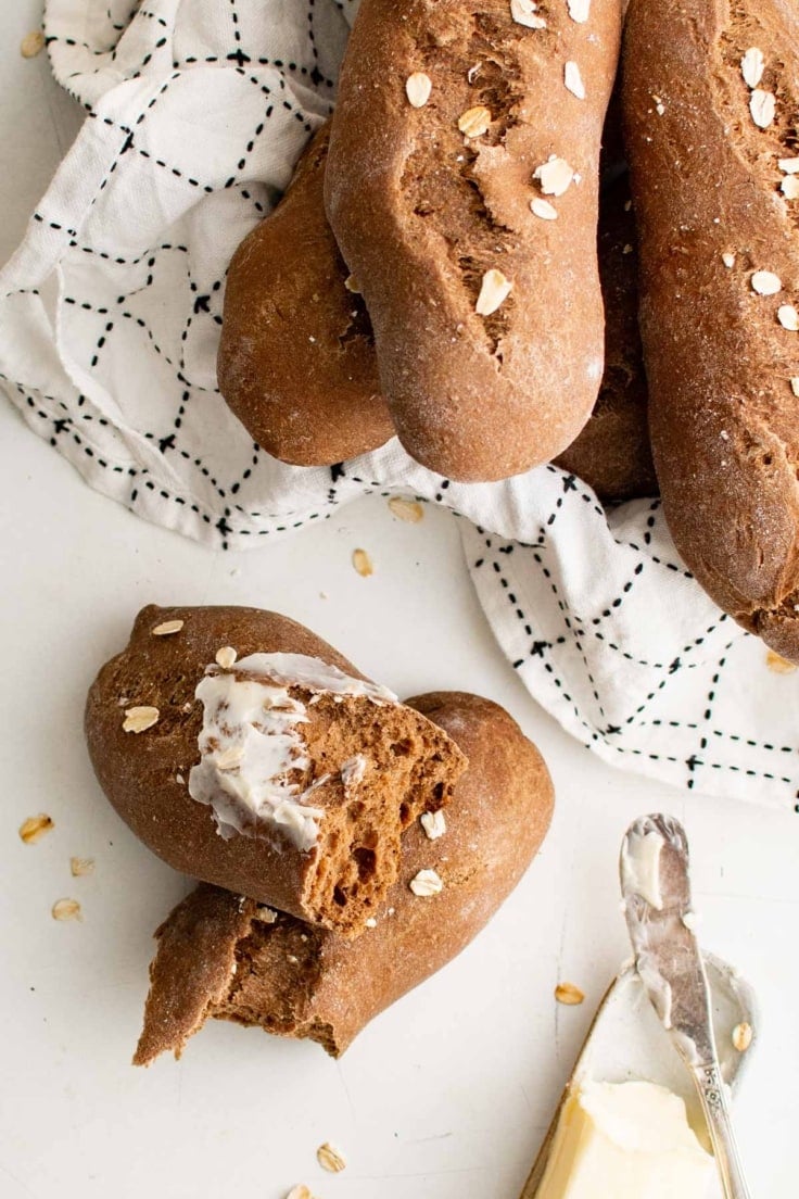 Brown bread with butter.