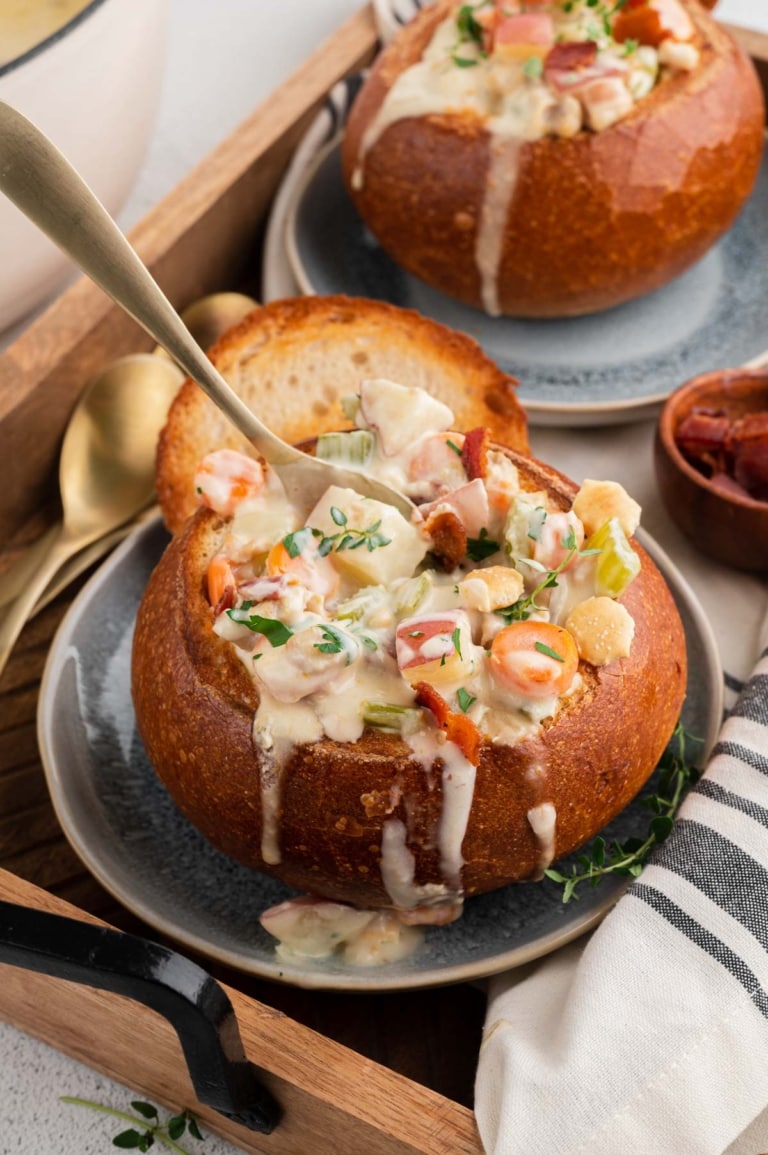 Creamy Clam Chowder in a Bread Bowl