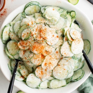 Cucumber salad social media square image.