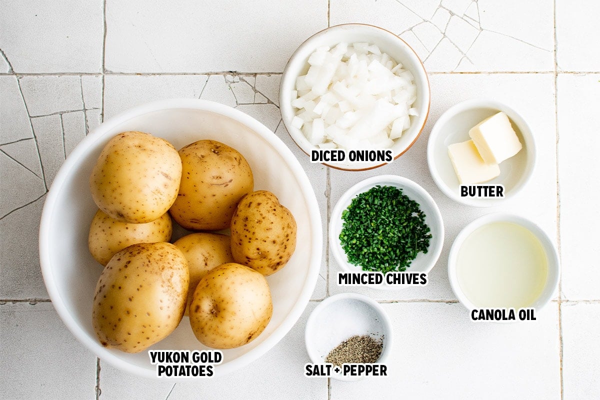 Ingredients needed to make german fried potatoes.