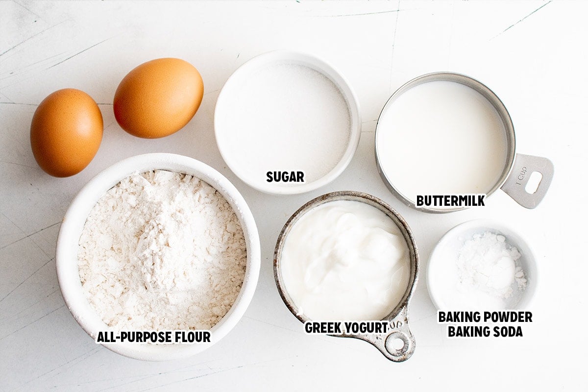 Ingredients needed for greek yogurt pancakes. 