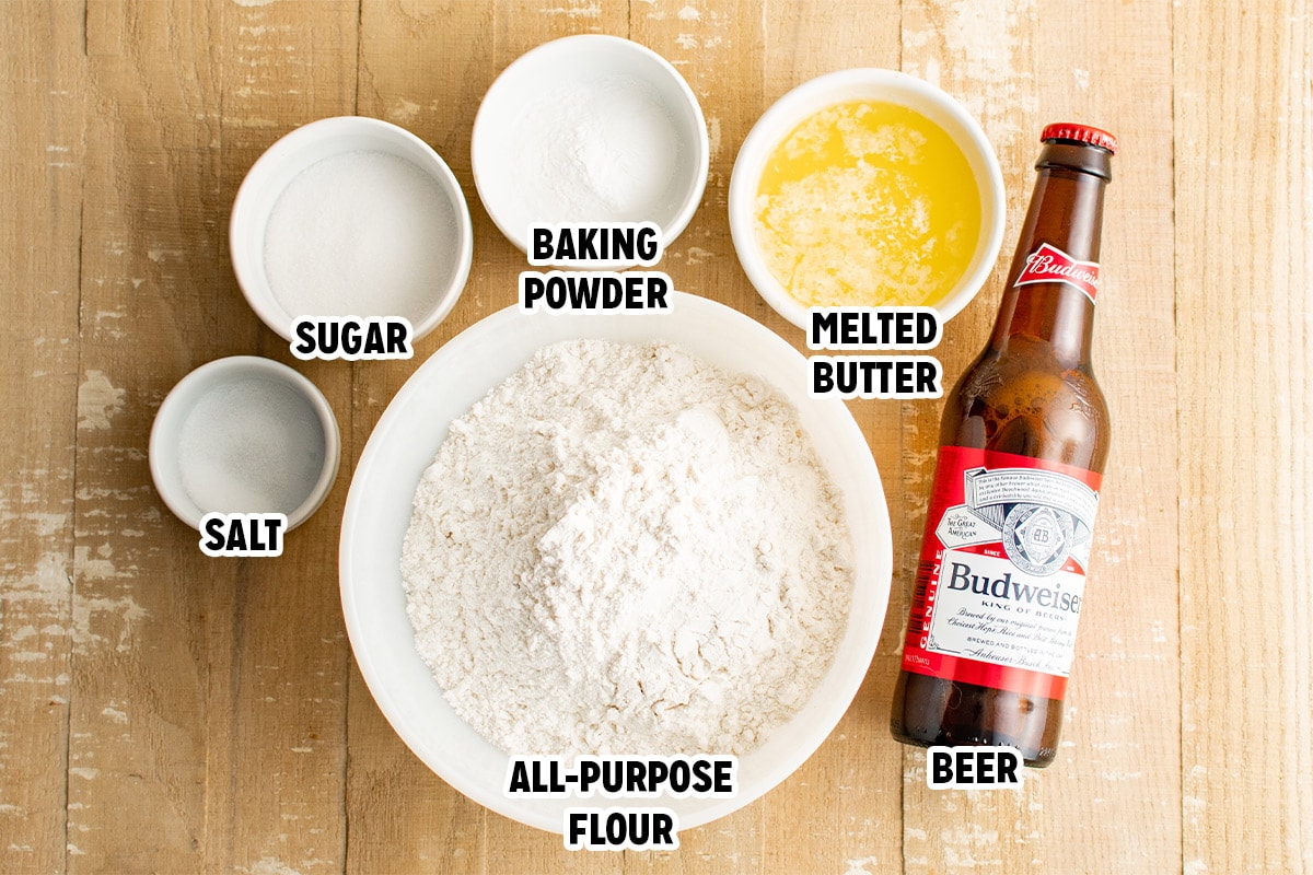 Ingredients for beer bread. 