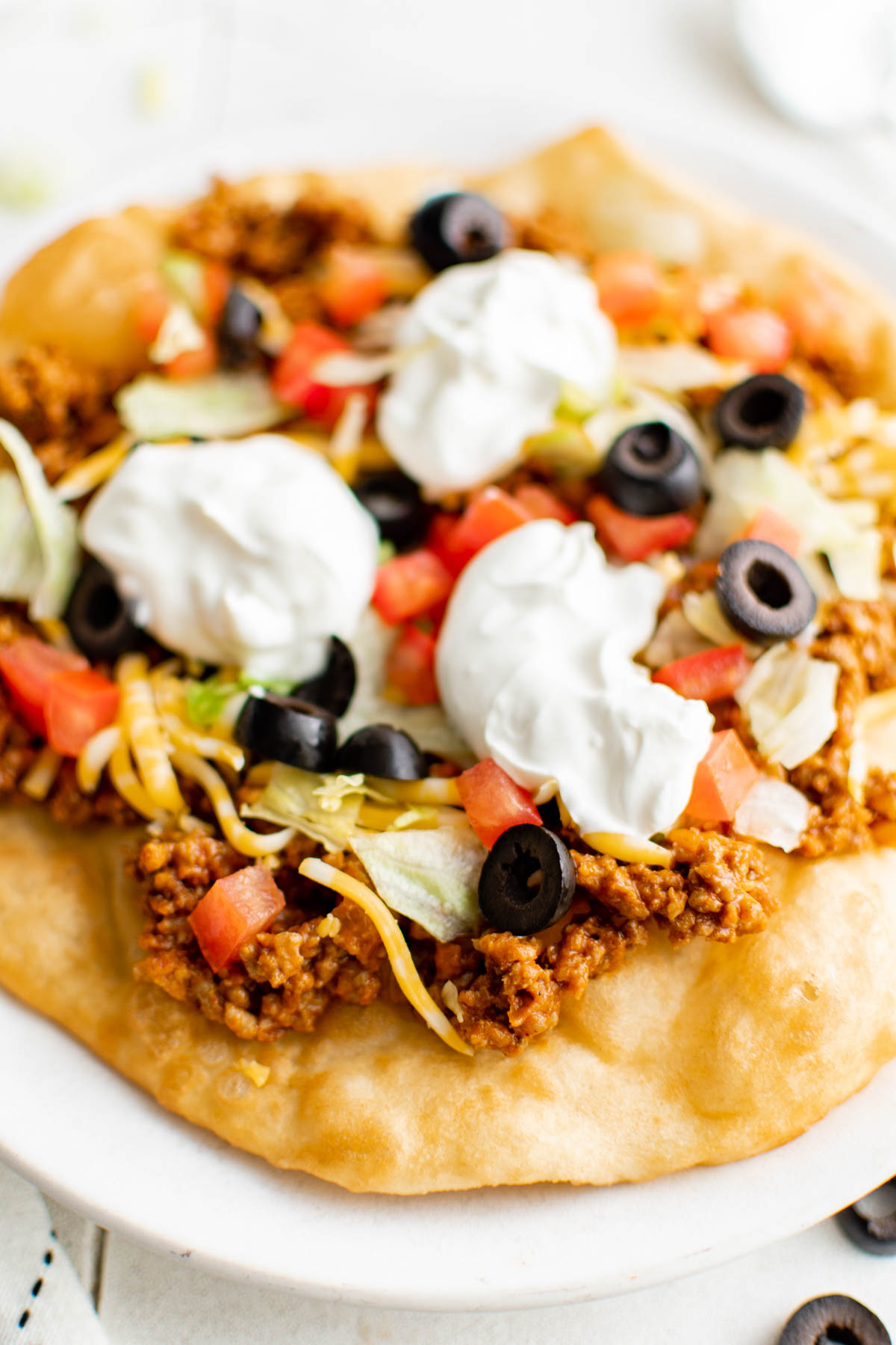 close up of navajo taco made from Indian fry bread.