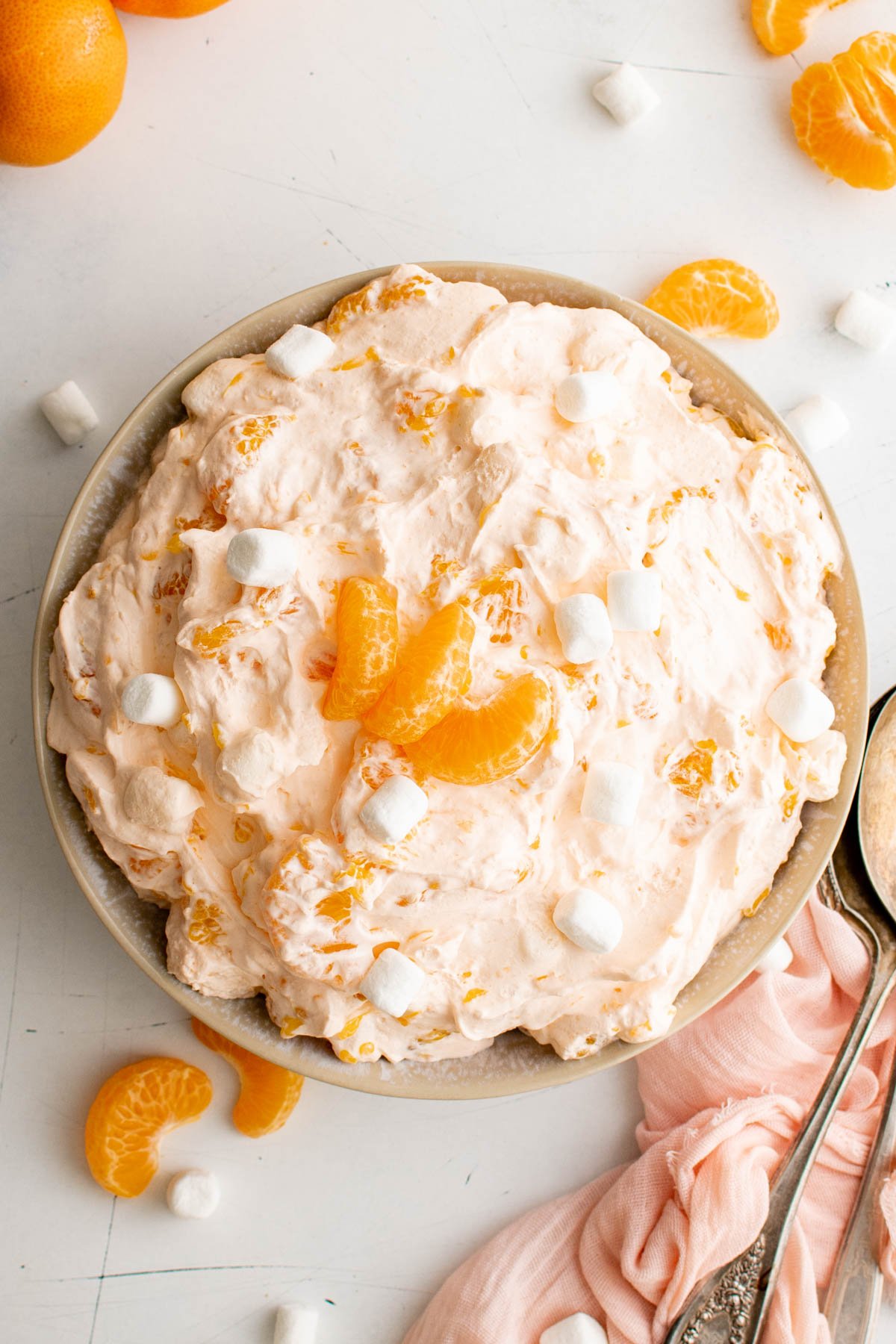 Orange Jello Salad in a bowl.