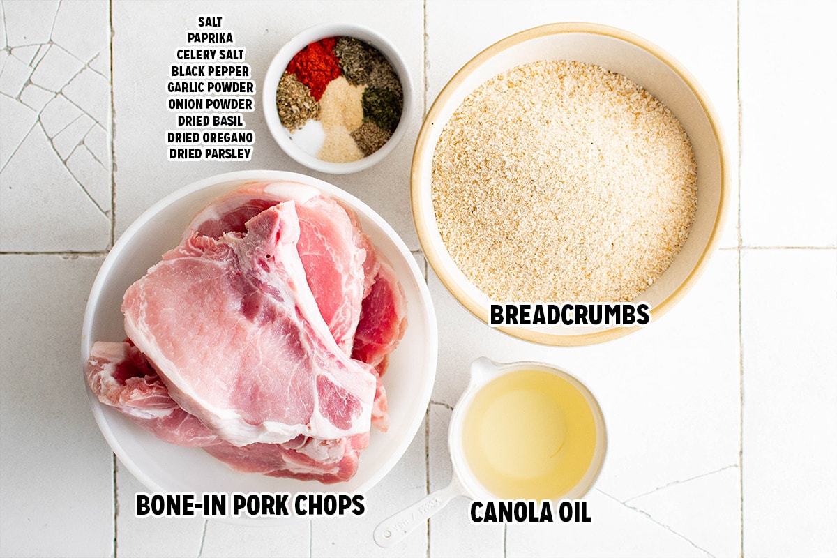 Ingredients for shake and bake pork chops.