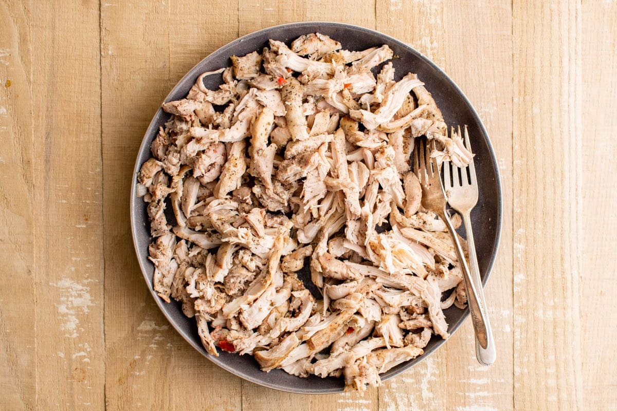 shredded chicken on a platter.