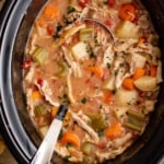 Slow cooker chicken stew social media image.