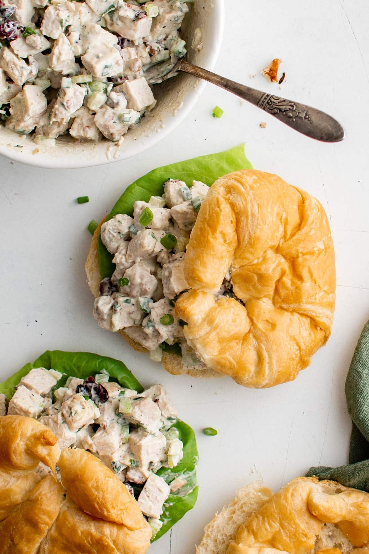 Croissant turkey salad sandwiches.