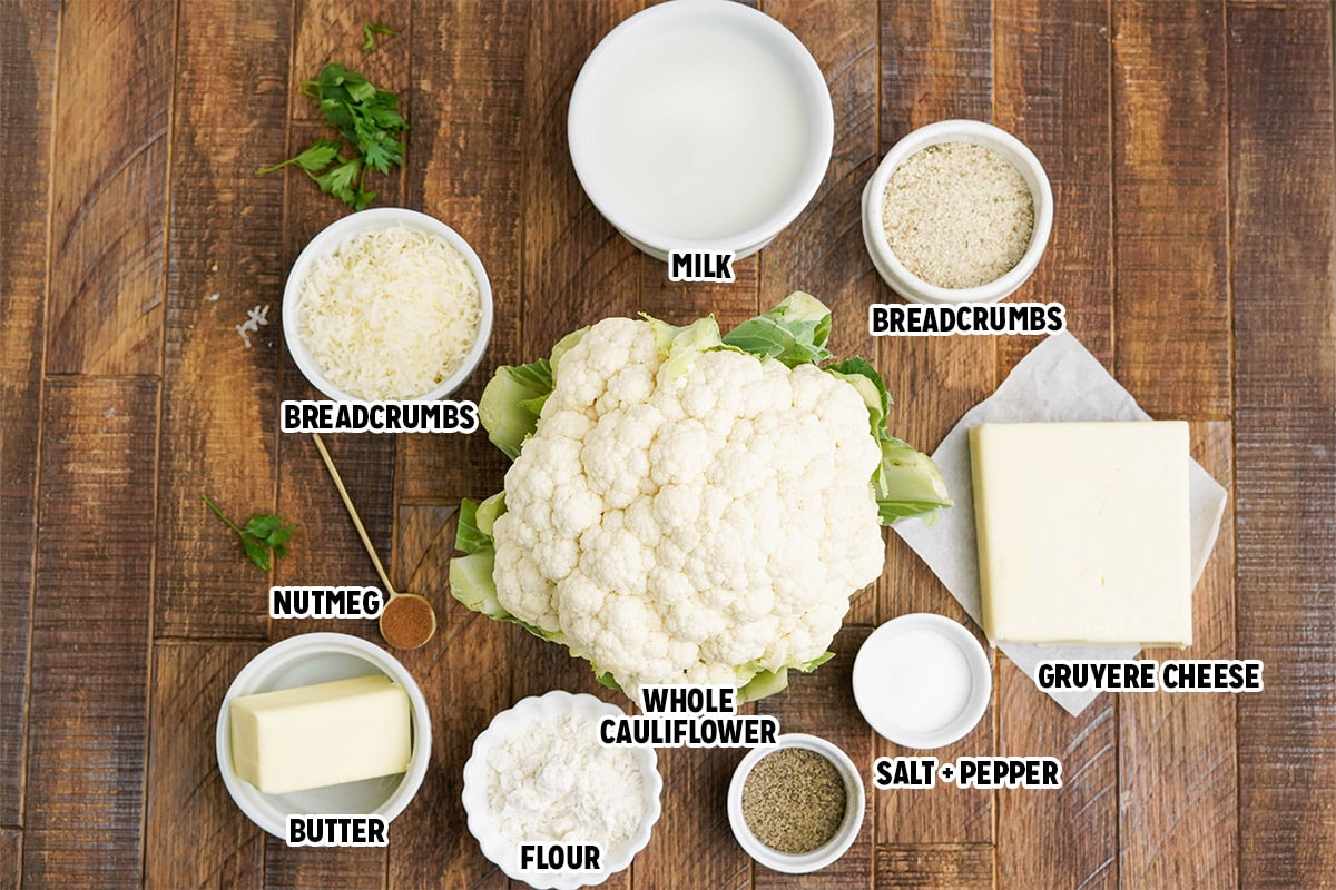 Cauliflower gratin ingredients