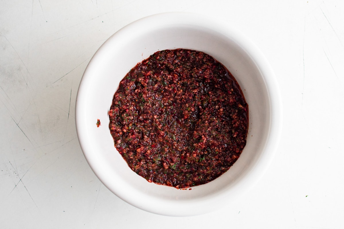 Cranberry Jalapeno Salsa in a bowl.