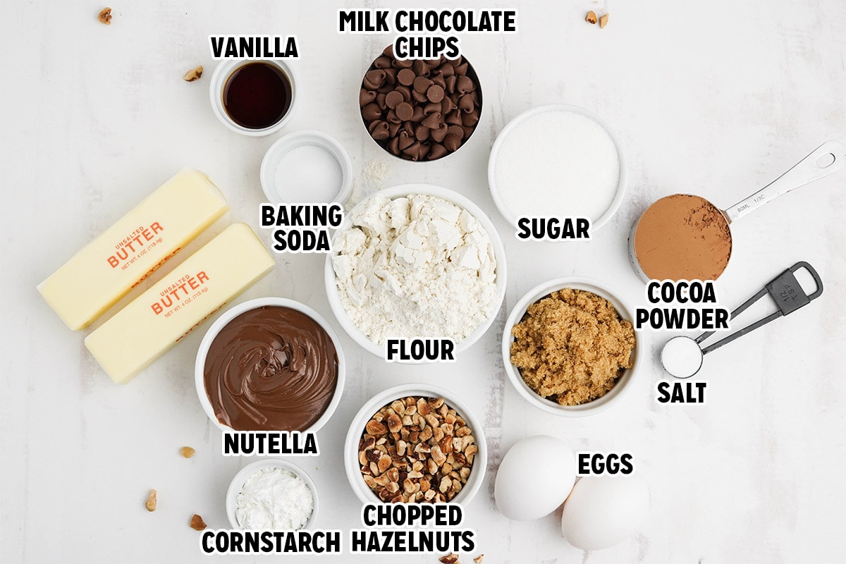 Ingredients for Nutella Cookies.