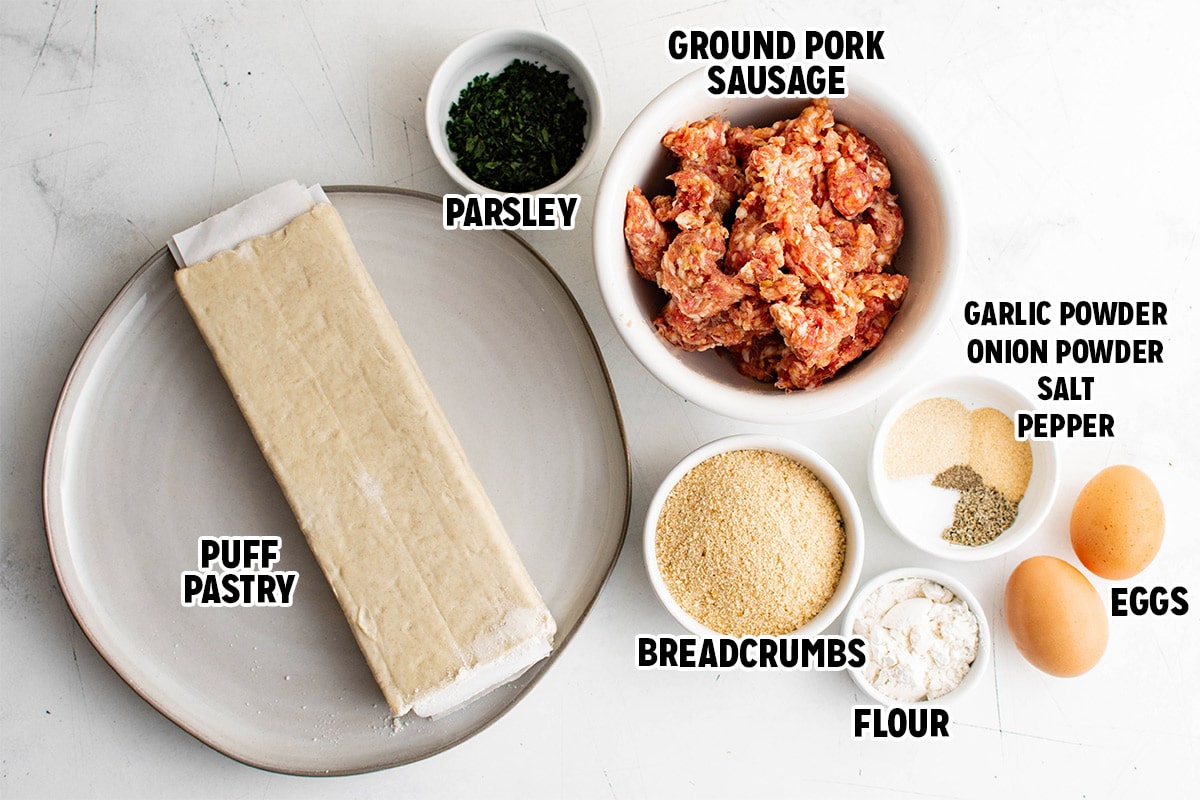 Sausage rolls ingredients.