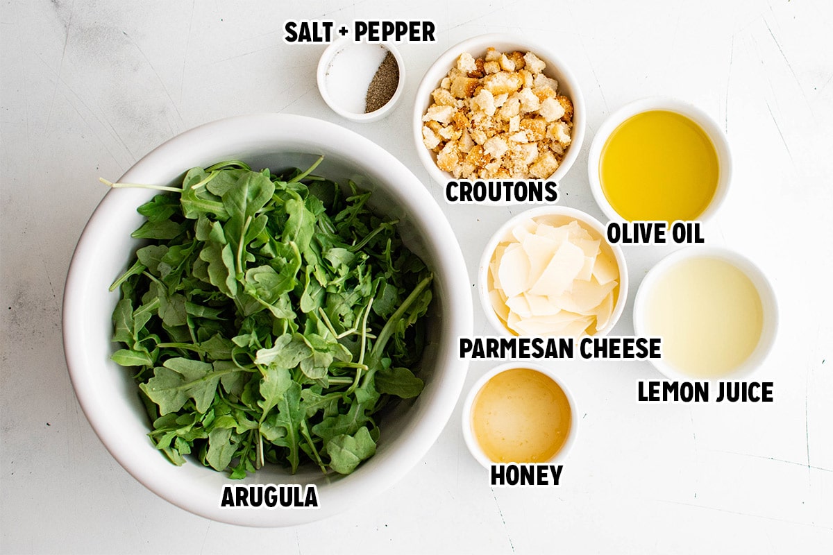 Ingredients for arugula salad.