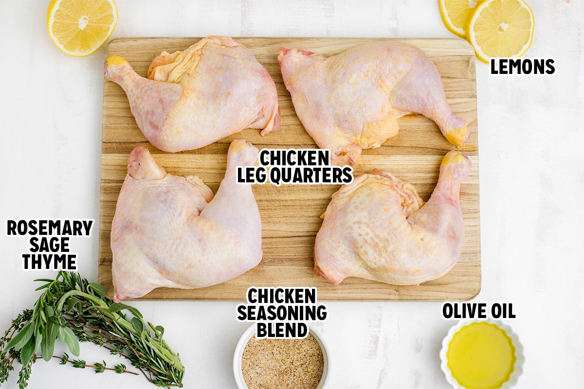 Ingredients for chicken leg quarters.