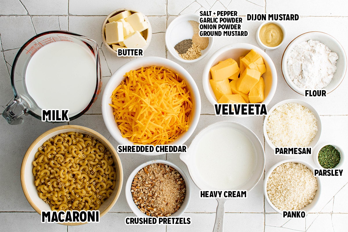 Ingredients for Mac and cheese.