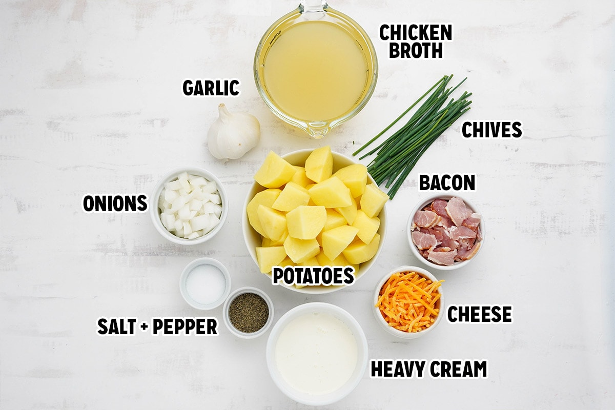 Ingredients for potato soup.