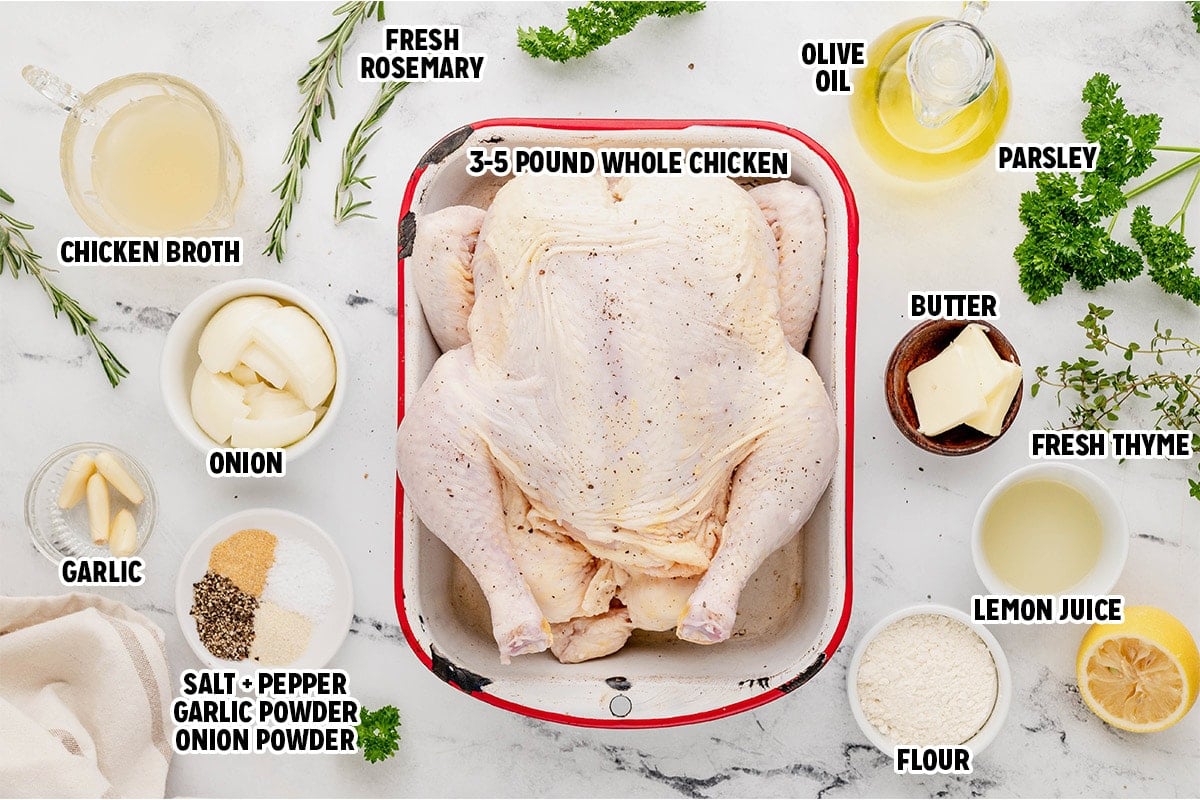 Ingredients for roasted chicken in the instant pot.