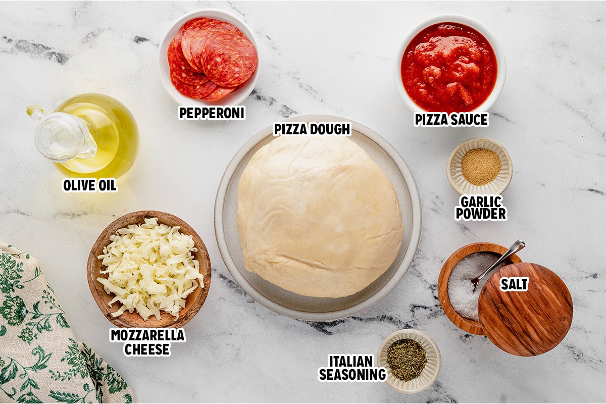 Ingredients for Air Fryer Pizza.