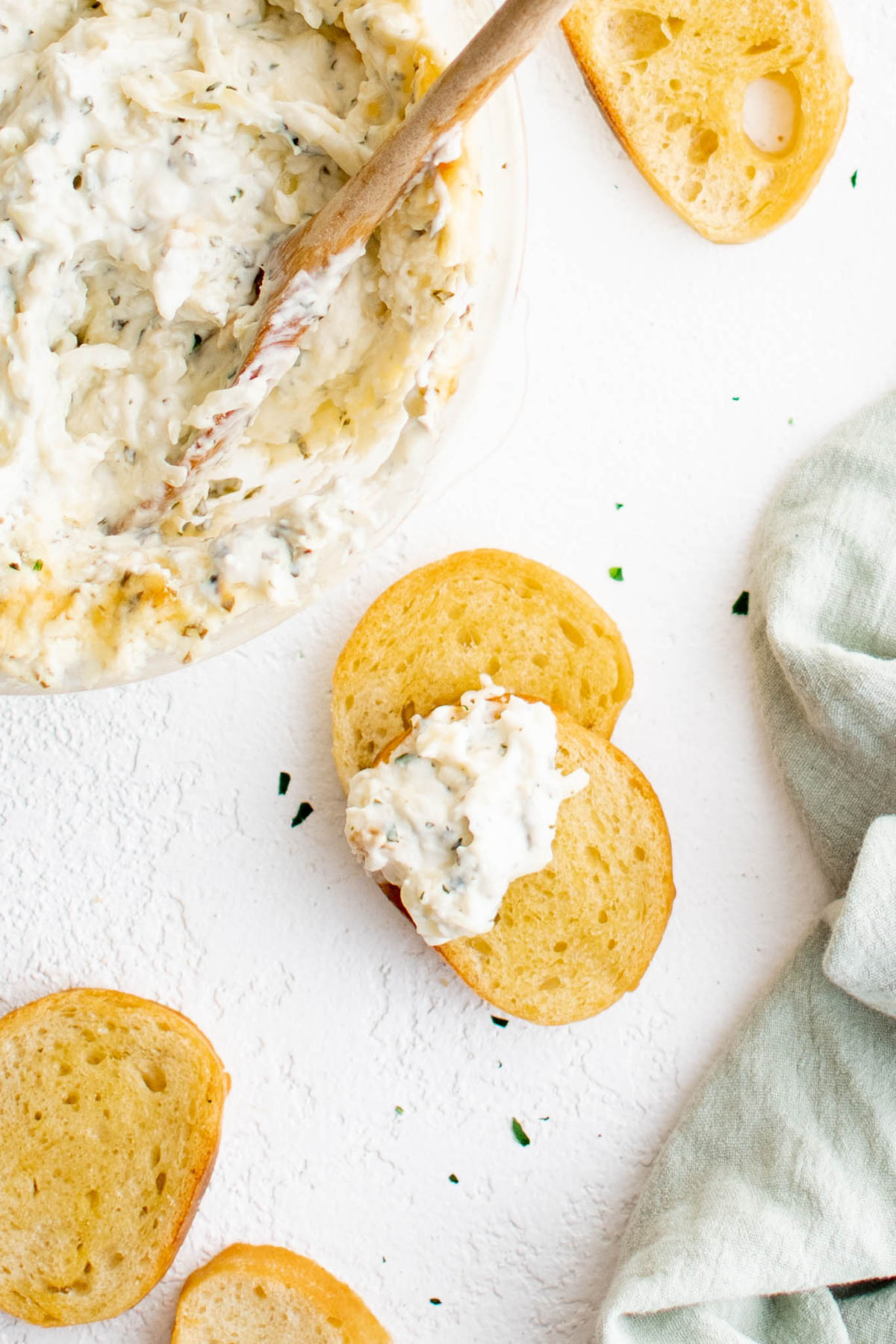 Baked Garlic Dip and toasted bread.