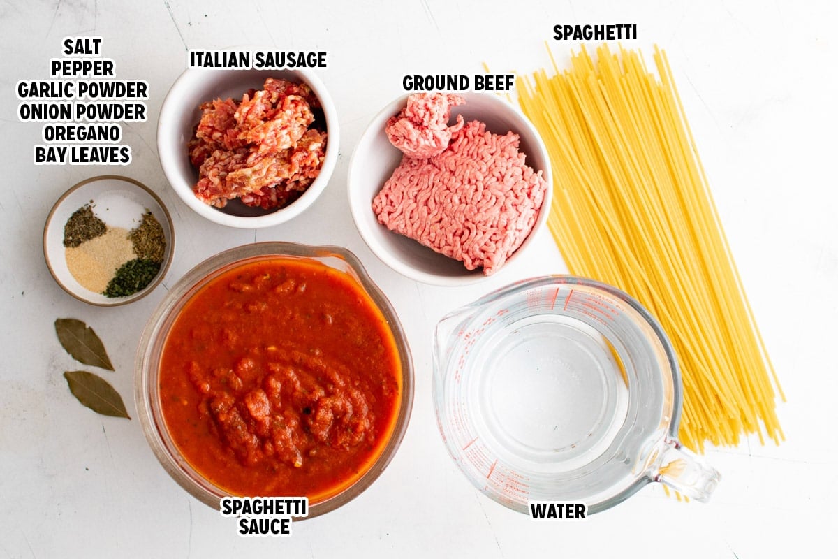 Ingredients for Slow Cooker Spaghetti. 