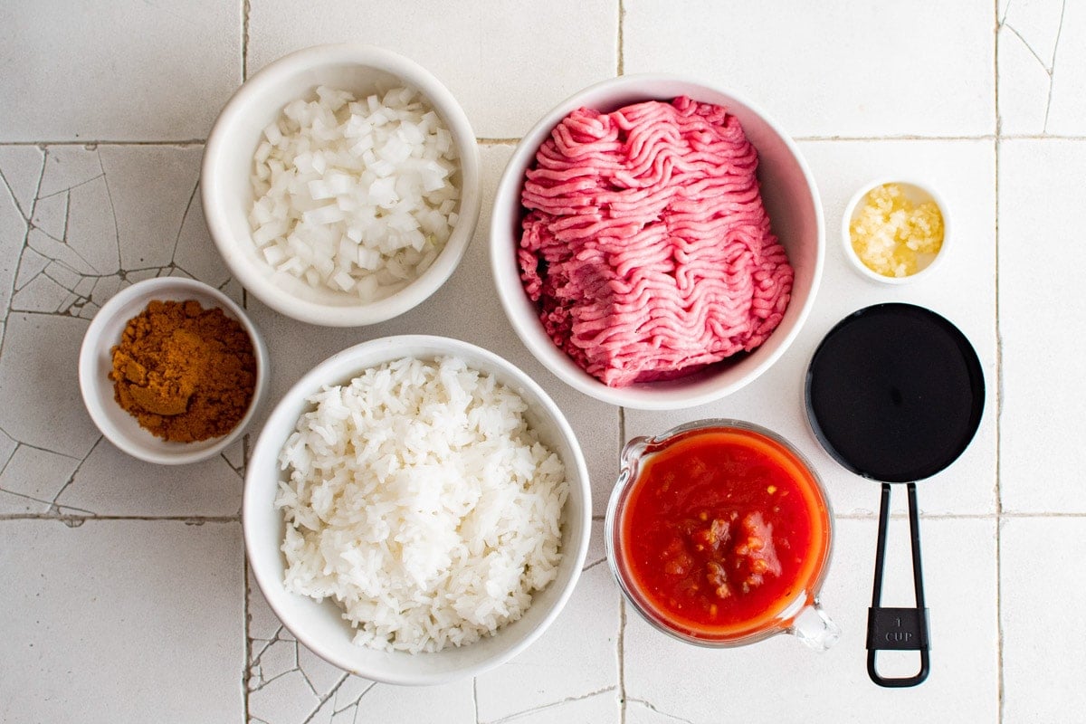 Ingredients for Taco bowls. 