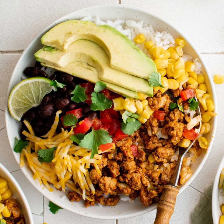 Burrito Bowls with Ground Turkey Yellow Bliss Road