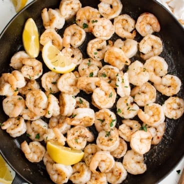 Pan seared shrimp social media image.